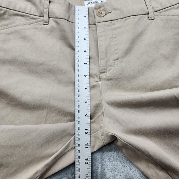 Vintage St Johns Bay Pants Womens 10 Tan Khaki Mid Rise Capri Office Preppy - Picture 9 of 12